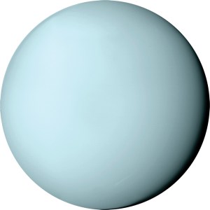 Image Uranus, a blue-green orb.